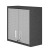 Manhattan Comfort Fortress 30" Floating Textured Metal Garage Cabinet with Adjustable Shelves in Grey