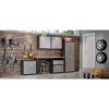 Manhattan Comfort Fortress 30" Floating Textured Metal Garage Cabinet with Adjustable Shelves in Grey