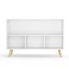 Kids bookcase with Collapsible Fabric Drawers, Children's Book Display, Toy Storage Cabinet Organizer, White/Gray