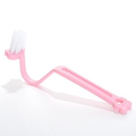 Kitchen Bathroom Toilet No Dead Angle V-shaped Curved Cleaning Brush (Color: Pink)