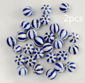Blue And White Porcelain Ceramic Beads (Option: Blue And White Blue2pcs-11mm)