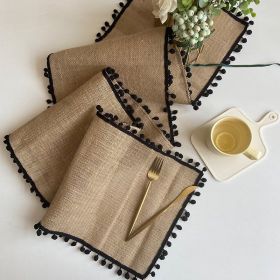 Table Decoration Jute Table Flag (Color: Black)