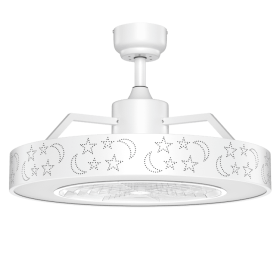 23 Inch Ceiling Fan with LED Light and Remote Control (Color: White)