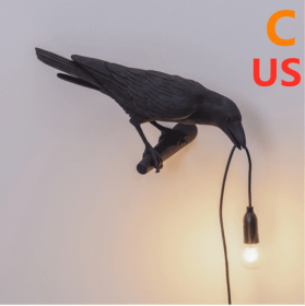 Creative Auspicious Bird Resin Wall Lamp Decoration (Color: Black)