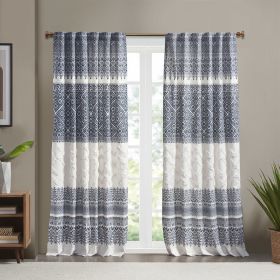 Cotton Printed Curtain Panel with Chenille detail and Lining (Color: as Pic)