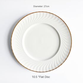 Golden Trim Bone China Western Cuisine Plate Household Dinner Plate Plate Dish Dishware Suit Combination Plate (Option: 10.5Inch Plate Dish)